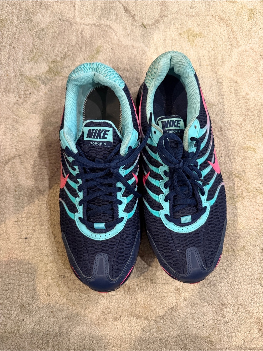 Nike Women's Athletic Running Shoes in Navy, Teal, and Pink